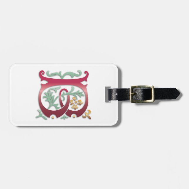 Brev B Monogram Fleur de lis Bagagebricka (Horisontell Framsida)