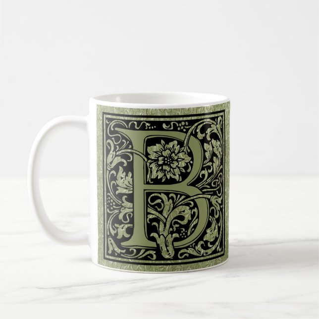 Brev B Monogram för första Brev Kaffemugg (Vänster)