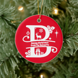 Brev B Monogram första familjen Namn Hälsning Julgransprydnad Keramik