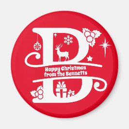 Brev B Monogram första familjen Namn Hälsning Magnet