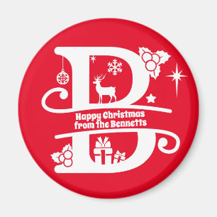 Brev B Monogram första familjen Namn Hälsning Magnet