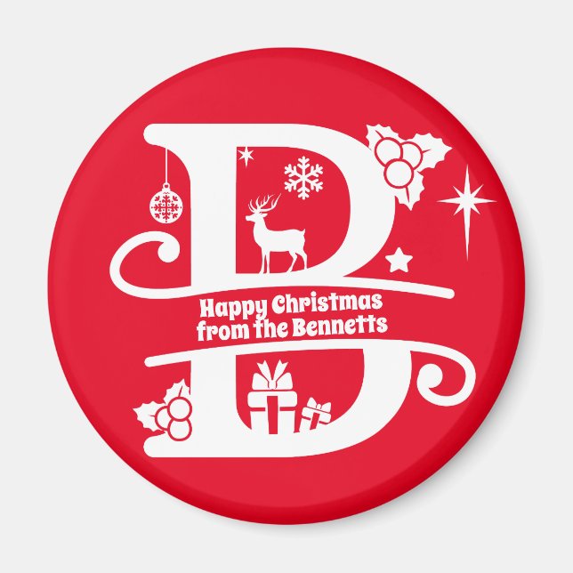 Brev B Monogram första familjen Namn Hälsning Magnet (Framsidan)