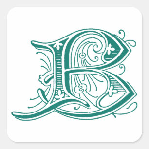 Brev B Monogram Fyrkantigt Klistermärke