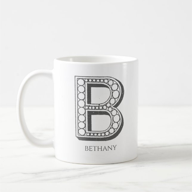 Brev B Monogram Modern Namn Kaffemugg (Vänster)