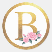 Brev B Monogram Rosa ros Blommigt och Elegant Guld