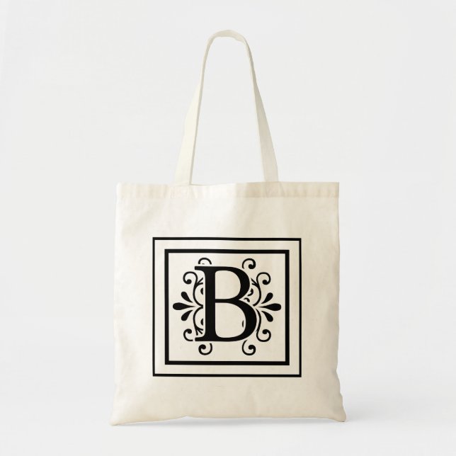 Brev B Monogram Tote Bag Tygkasse (Framsidan)