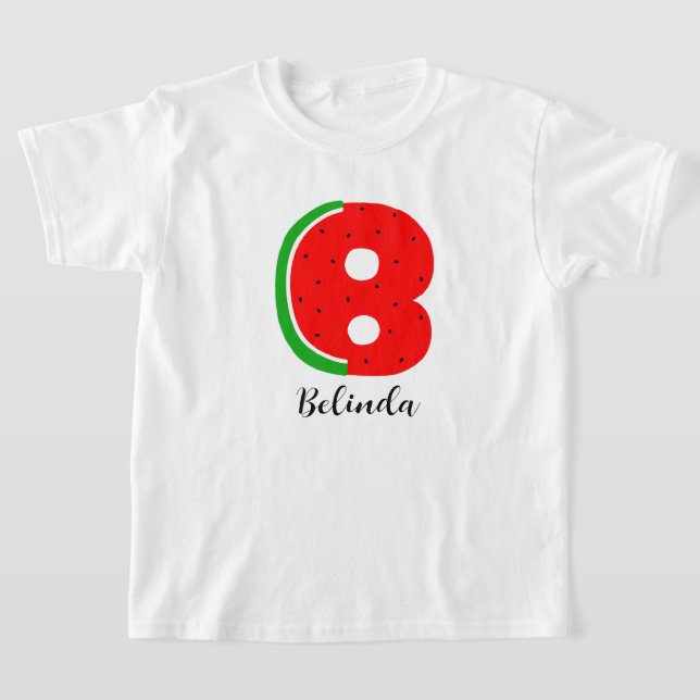 Brev B Namn T-shirt, Alphabet Watermelon T Shirt (Laydown)