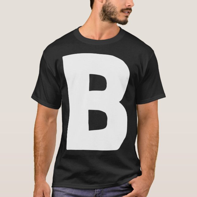 Brev B stort och fet vitt T Shirt (Framsida)