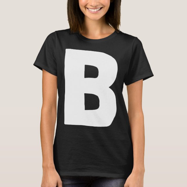 Brev B stort och fet vitt T Shirt (Framsida)