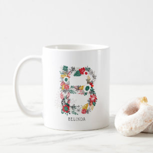 BREV B Whimsique Blommigt Brev Monogram I Mugg