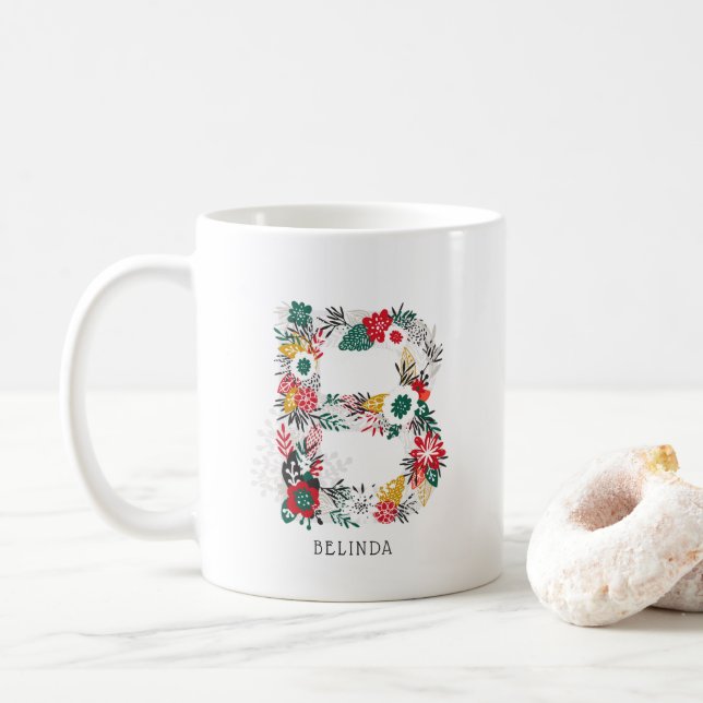 BREV B | Whimsique Blommigt Brev Monogram I Mugg (Med munk)
