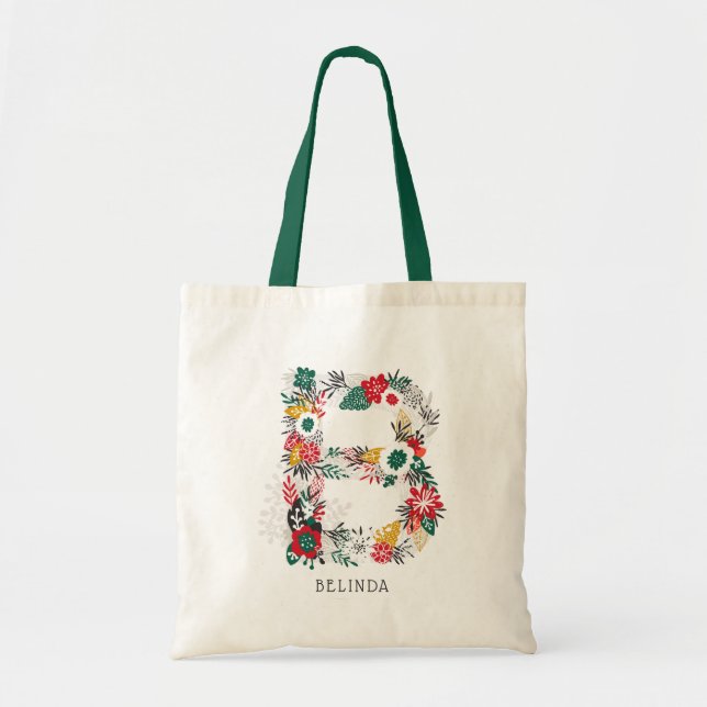 BREV B | Whimsique Blommigt Brev Monogram I Tygkasse (Framsidan)