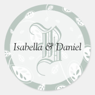 Brev Bröllop Monogram Bride Groom Stickers Runt Klistermärke