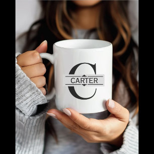 BREV C Black ornamental Split Monogram Kaffemugg