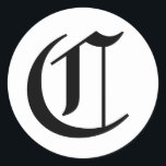 Brev C Bröllop Alphabet av Janz White Runt Klistermärke<br><div class="desc">Konstnärliga Brev av alfabetet av Janz © 2008-2020 Jan Fitzgerald. Alla rättigheter förbehållna. Grafikdesign,  teckning och fotografi av Jan och Michael Fitzgerald.</div>