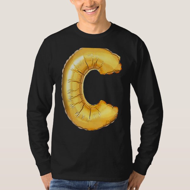 Brev C Capital Alphabet Camouflage Initial T Shirt (Framsida)
