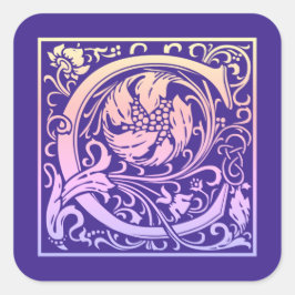 Brev C-färgad Vintage första Brev-övertoning Fyrkantigt Klistermärke