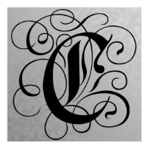 Brev C, Gothic Monogram Black Poster
