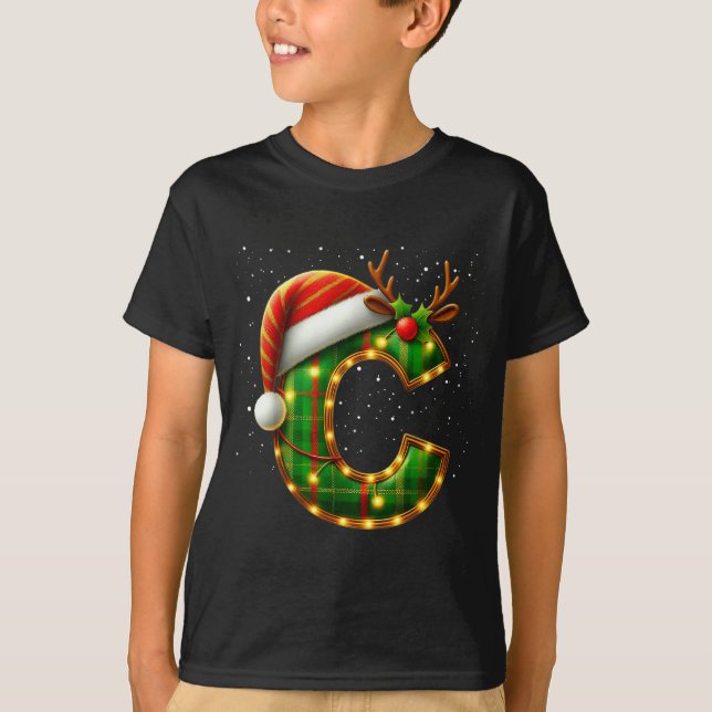 Brev C julrutig tomteluva monogram initial bokstav T Shirt (Framsida)