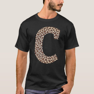 brev C leopard-skalet mönster initialt namn m T Shirt