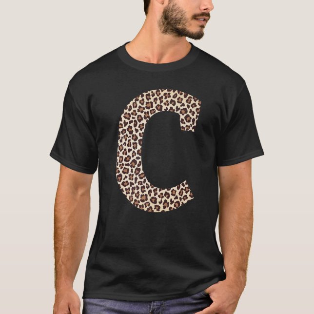 brev C leopard-skalet mönster initialt namn m T Shirt (Framsida)