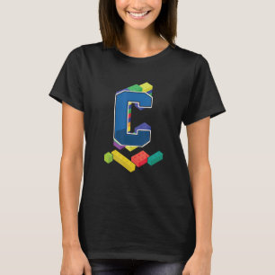Brev C Master Builder Alphabet-efternamn inbyggt T Shirt