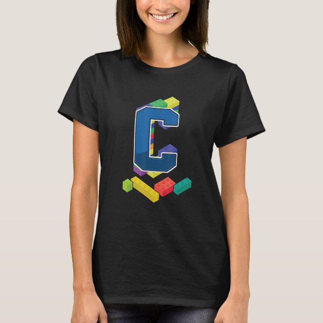 Brev C Master Builder Alphabet-efternamn inbyggt T Shirt (Framsida)