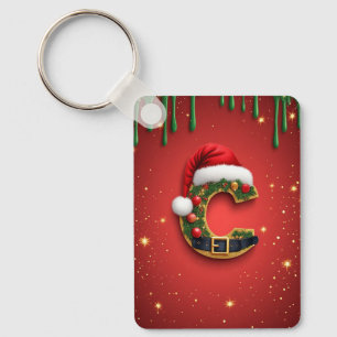 Brev C Med Julkrans Dekoration 🎁 Nyckelring