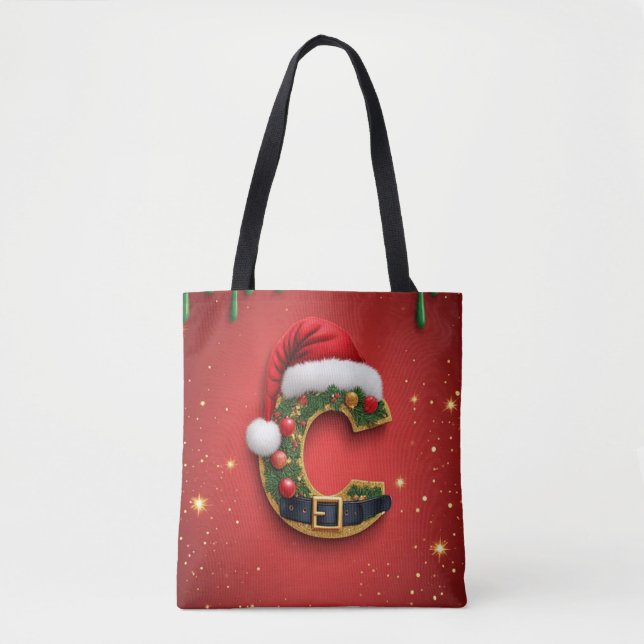 Brev C med julkransdekor 🎁 Tygkasse (Framsida)