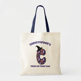 Brev C med Witch Hat och Namn | Bus eller godis Tygkasse