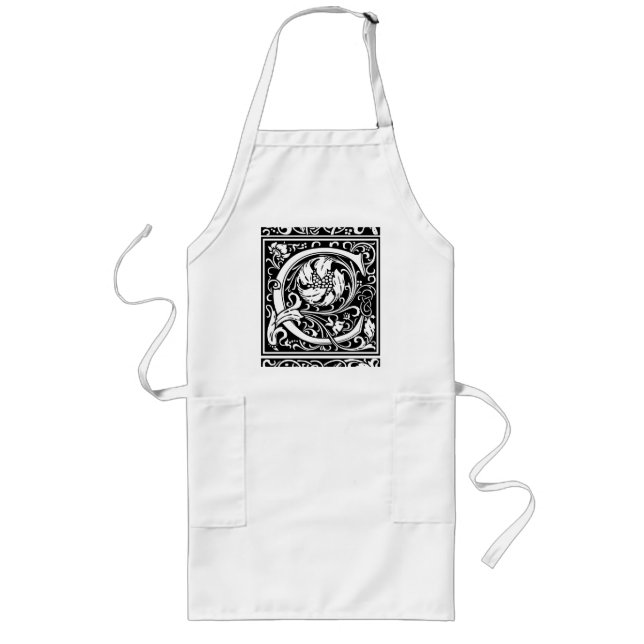 Brev C medeltida monogram Art Nouveau Långt Förkläde (Framsidan)