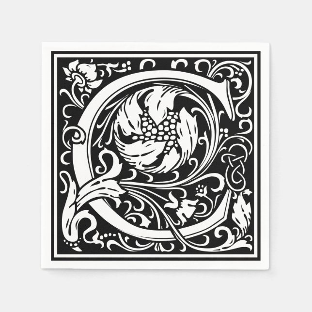 Brev C medeltida monogram Art Nouveau Pappersservett (Framsidan)