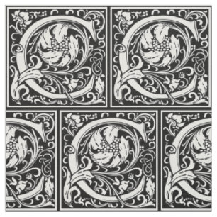 Brev C medeltida monogram Art Nouveau Tyg