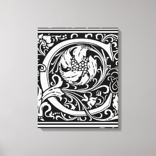 Brev C Medieval Monogram Art nouveau Canvastryck