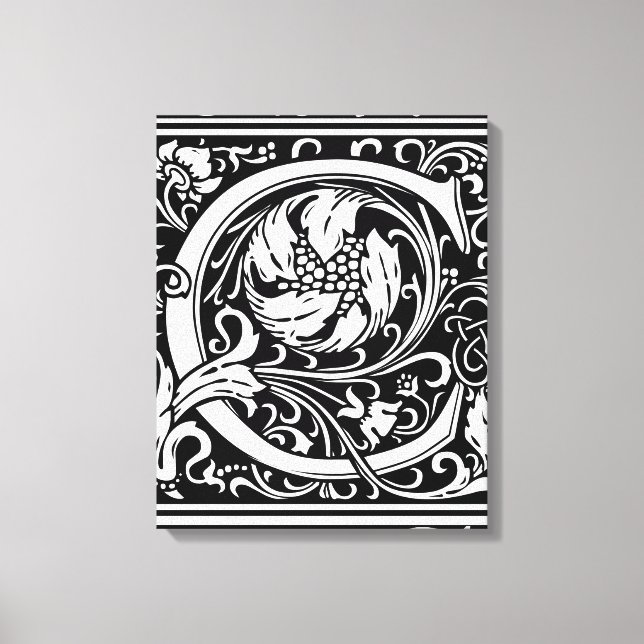 Brev C Medieval Monogram Art nouveau Canvastryck (Framsida)