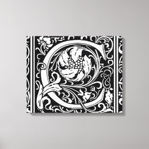 Brev C Medieval Monogram Art nouveau Canvastryck