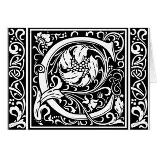 Brev C Medieval Monogram Art nouveau Hälsningskort