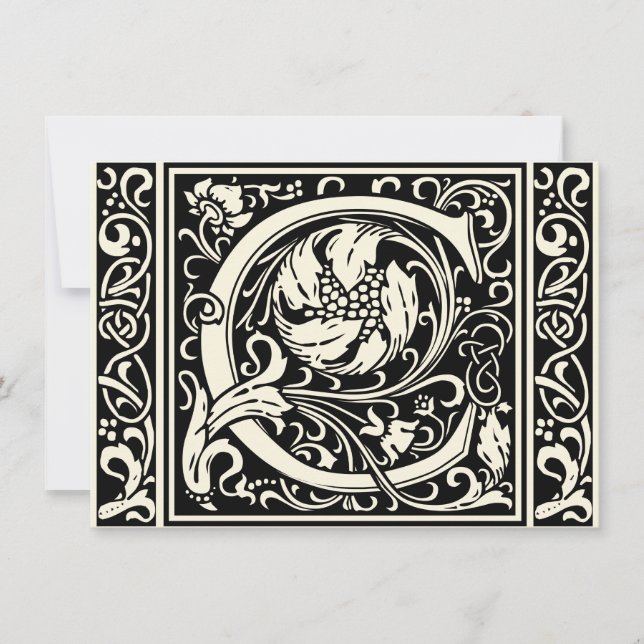 Brev C Medieval Monogram Art nouveau Inbjudningar (Framsida)