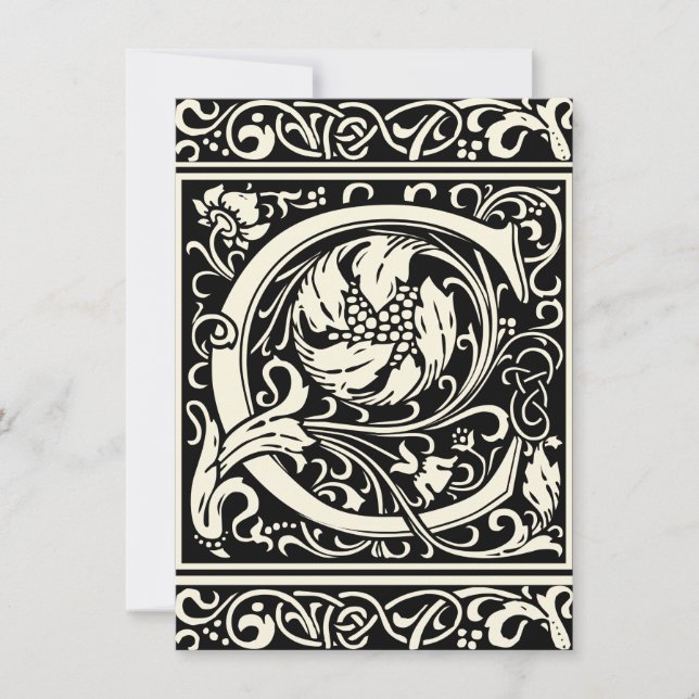 Brev C Medieval Monogram Art nouveau Inbjudningar (Framsida)