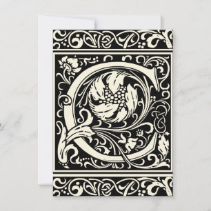 Brev C Medieval Monogram Art nouveau Inbjudningar