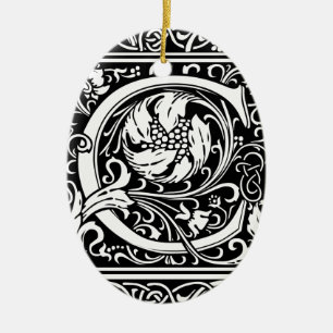 Brev C Medieval Monogram Art nouveau Julgransprydnad Keramik