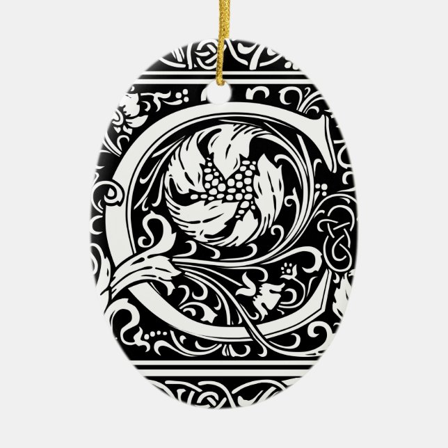 Brev C Medieval Monogram Art nouveau Julgransprydnad Keramik (Framsidan)