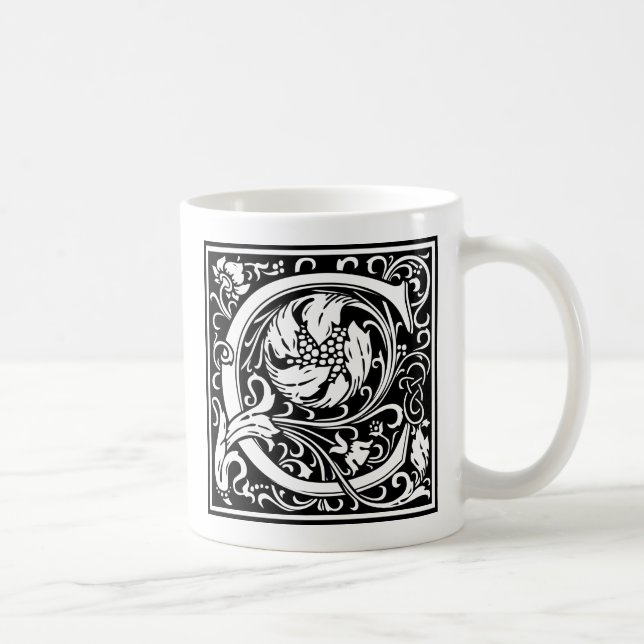 Brev C Medieval Monogram Art nouveau Kaffemugg (Höger)