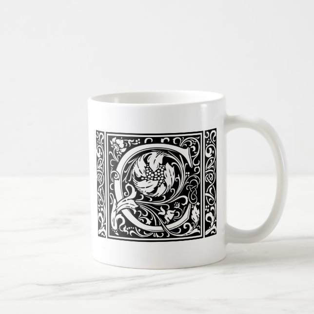 Brev C Medieval Monogram Art nouveau Kaffemugg (Höger)