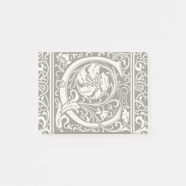 Brev C Medieval Monogram Art nouveau Post-it Block (Framsida)