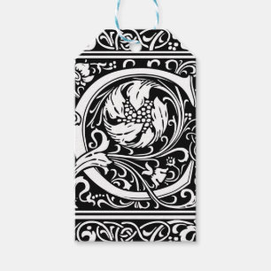 Brev C Medieval Monogram Art nouveau Presentetikett