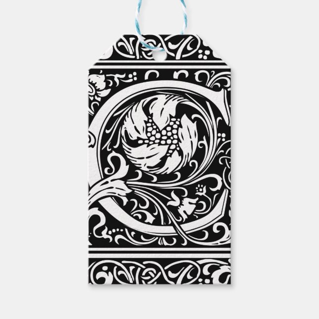 Brev C Medieval Monogram Art nouveau Presentetikett (Framsidan)