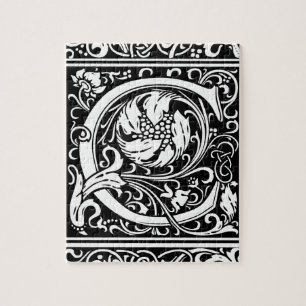 Brev C Medieval Monogram Art nouveau Pussel