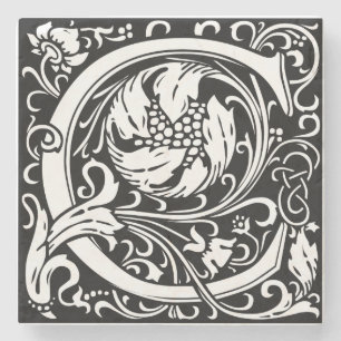 Brev C Medieval Monogram Art nouveau Underlägg Sten