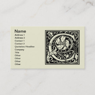 Brev C Medieval Monogram Art nouveau Visitkort